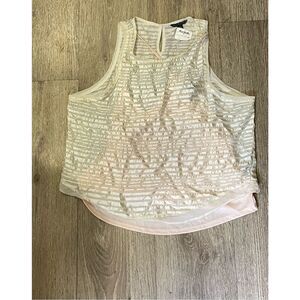 American Eagle Layered Tank Cream Large Sequin Pink Tank New